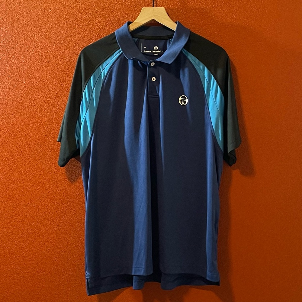 Sergio Tacchini Men’s Court Blue Technical Performance Lightweight Tennis Polo